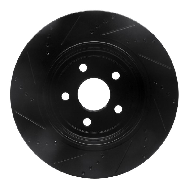Dodge Durango Brake Rotor (1) - Rear Right - R1 Concepts - Drilled & Slotted - Black - `12-`25